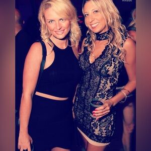 bebe Black and Gold Lace Mini Dress